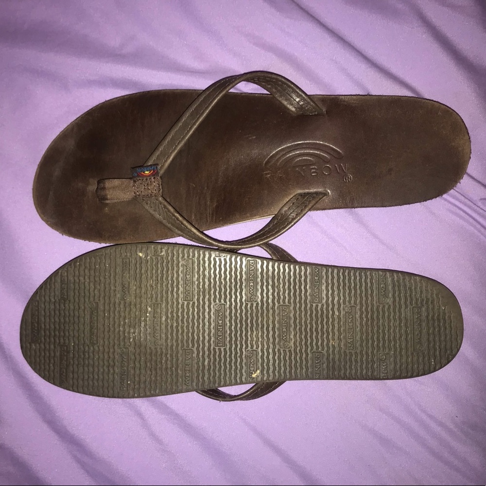 Rainbow Leather Narrow Flip-flops